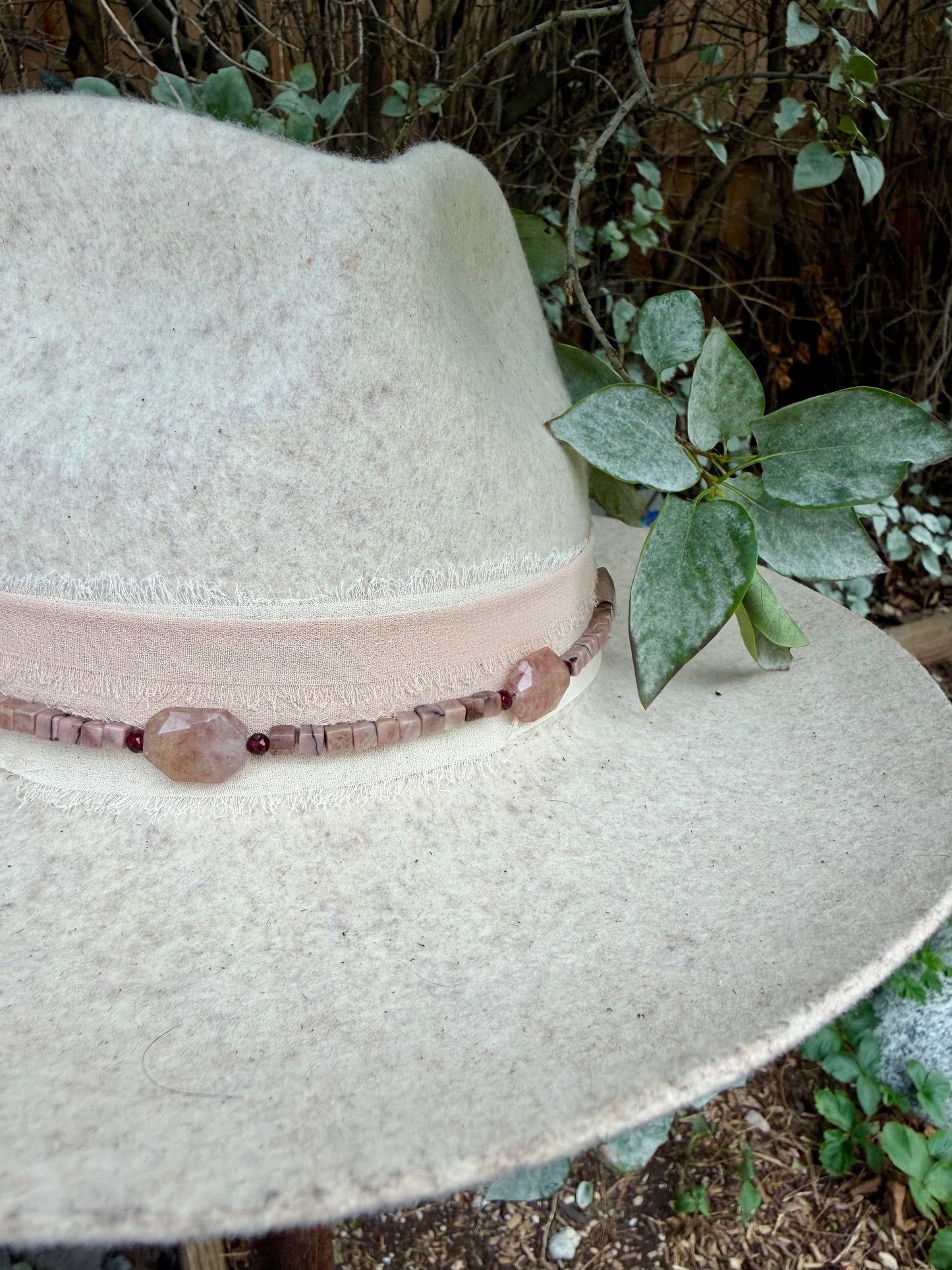 Rose Quartz + Rhodonite Hat Band