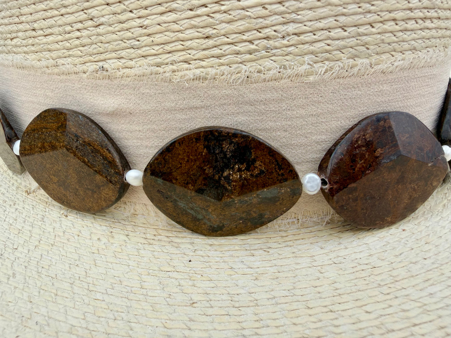 Bronzite + Pearl Hat Band