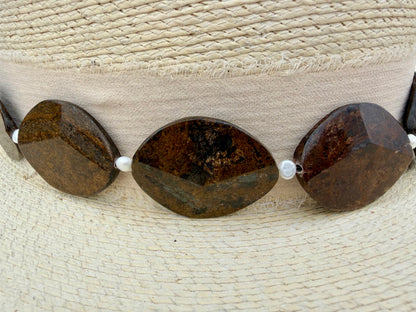 Bronzite + Pearl Hat Band