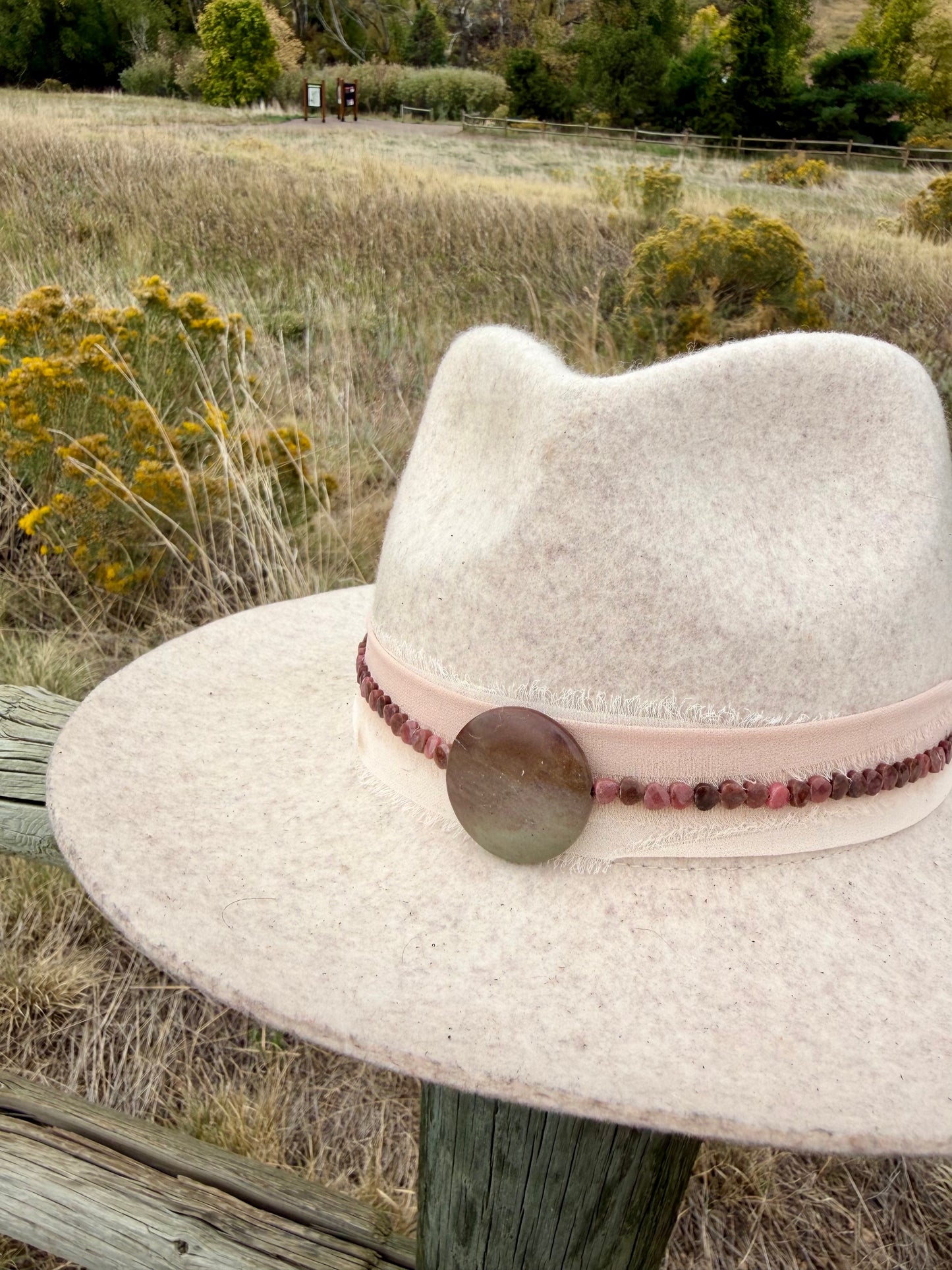 Agate + Rhodonite Hat Band