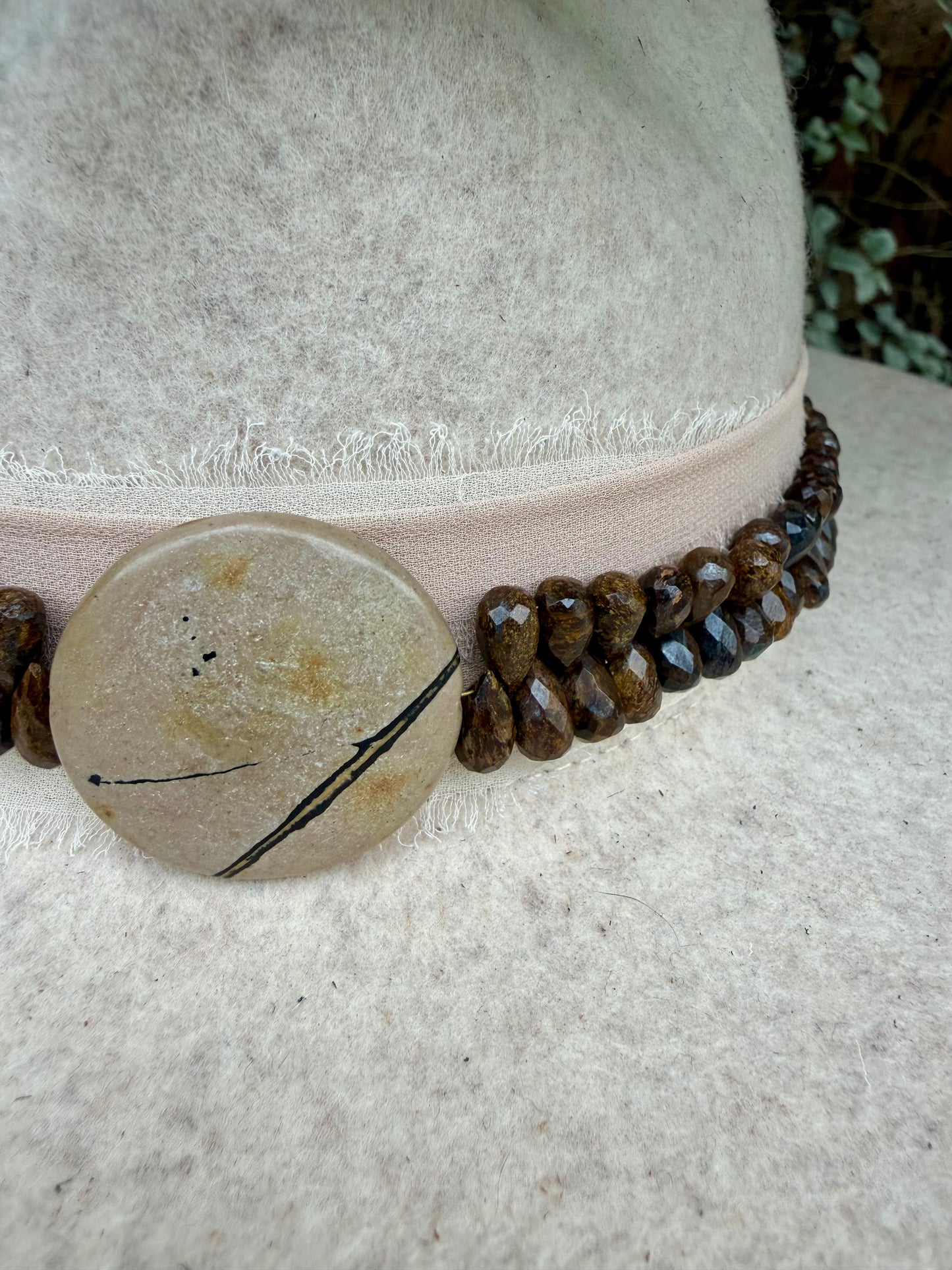Dendritic Jasper + Bronzite Hat Band