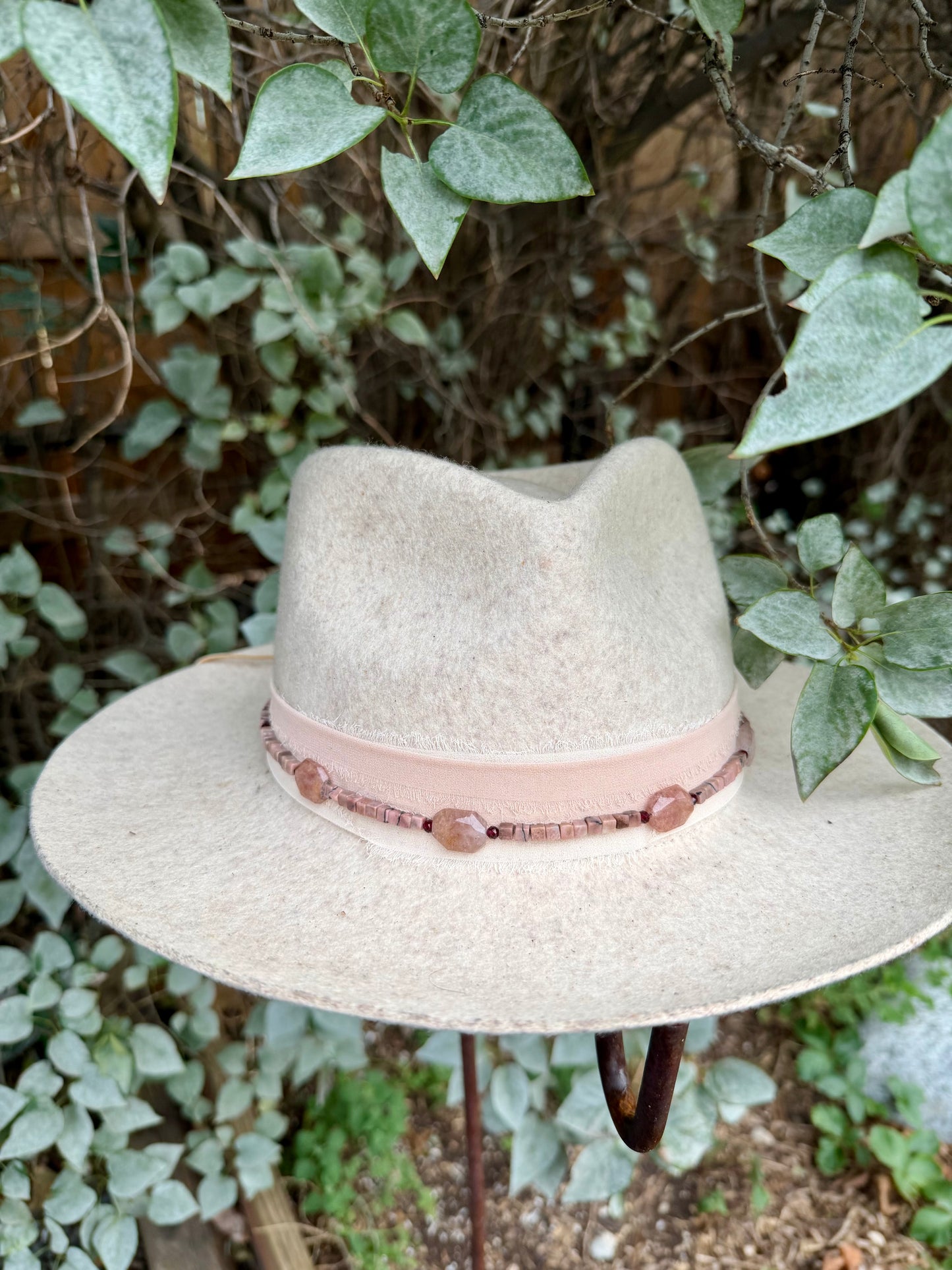 Rose Quartz + Rhodonite Hat Band