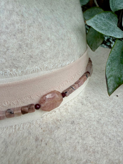 Rose Quartz + Rhodonite Hat Band