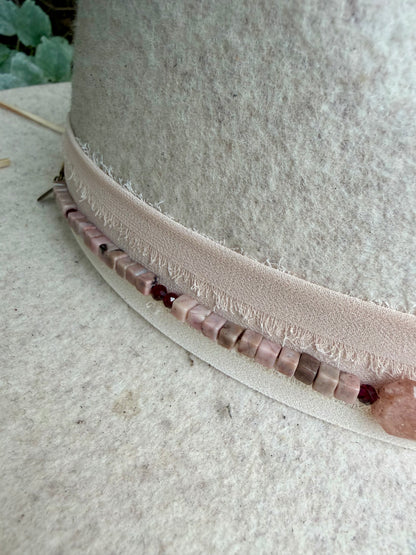 Rose Quartz + Rhodonite Hat Band