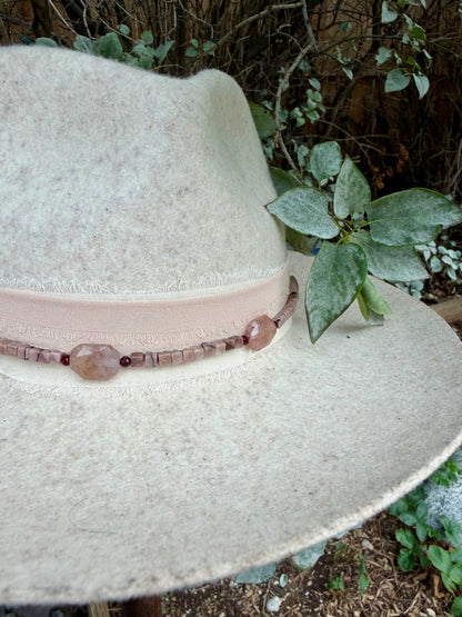 Rose Quartz + Rhodonite Hat Band