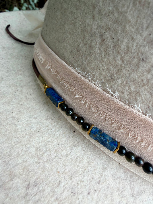 Lapis Lazuli + Bronzite Hat Band