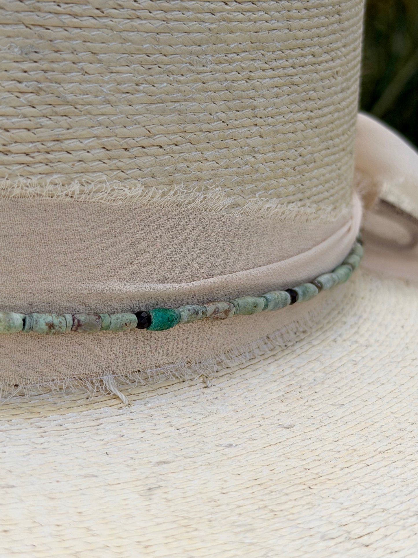 African Turquoise Jasper + Bronzite Hat Band