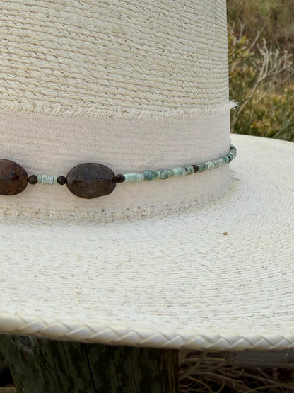 African Turquoise Jasper + Bronzite Hat Band